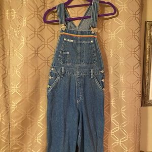 Oversized overalls with rainbow stripe